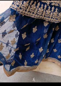 bust 42 Royal Blue Embroidered Lehenga Choli