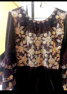 Exquisite Royal Velvet Embroidered Gown