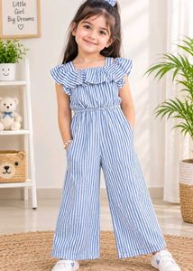 Blue Striped Jumpsuit for Girls