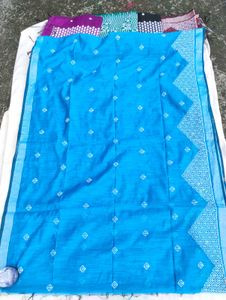 Beautiful Blue embroidery Saree