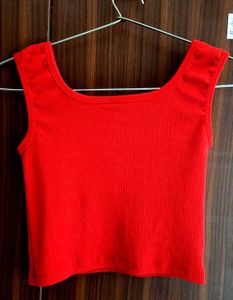 Red Ribbed Tank Top