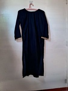 Elegant Navy Velvet Kurta Set with Dupatta