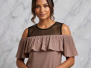 Chic Pearl Embellished Cold Shoulder Top