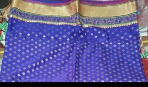 Elegant Blue &amp; Gold Banarasi Silk Saree