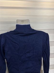 Navy Blue Textured Cropped Cardigan