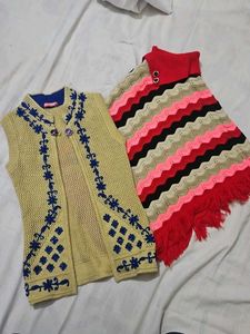 Embroidered Sleeveless Jacket & Poncho