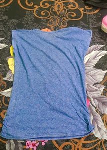 Blue R Graphic Ruched Tunic Top