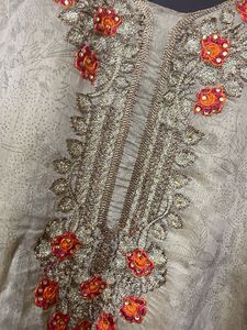 Women Tailor Made Kurta Brown With Embroidery