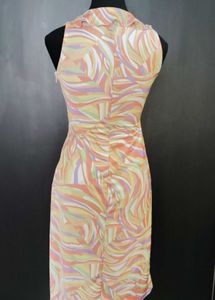 V-Neck Ruffled Swirl Print Dress