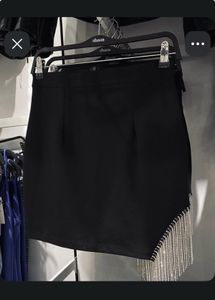 Black rhinestones Mini Skirt