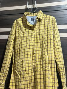Men's Yellow Checked Casual Shirt