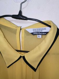 Yellow Blouse with Black Collar Detail(unused)