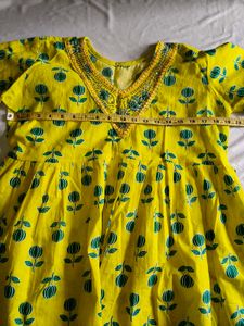 Yellow Printed Kurta