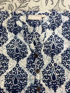 Very New pure cotton Navy &amp; White Printed Kurta