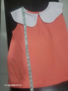 Coral Top with Peter Pan Collar