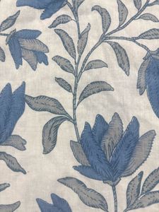 Blue Floral Print Cotton Kurta