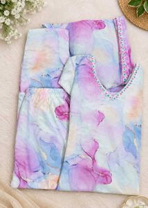 Elegant Watercolor Print Suit Set