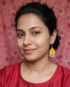 Yellow Hand-Enamel Floral Earrings with Pearls