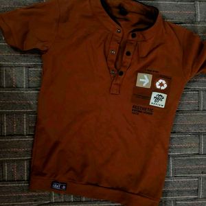 #Boy's Brown Henley T-Shirt