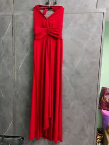 Elegant Red Halter Neck Maxi Dress