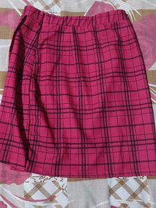 Pink Plaid Mini Skirt