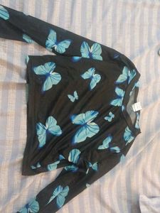 Butterfly Print Long Sleeve Top
