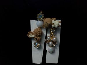 Cute teddy / rabbit Hair / korean Clips pack of 2