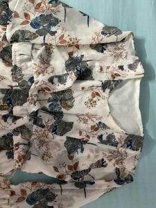 Sheer Floral Bell Sleeve Blouse