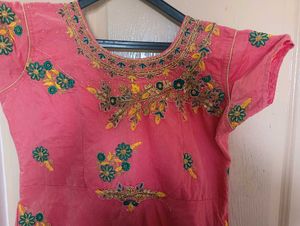 Pink Embroidered Ethnic Gown
