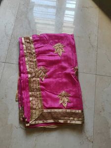 Pink Colour Gold Embroidery With blouse