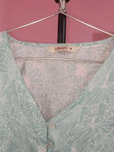 Light Blue Floral Print Tunic Top