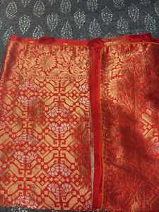 Red Banarasi Silk Saree with Blouse