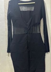 Chic Black Mesh Panel Dress