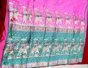 Pink &amp; Green Saree (free Blouse)