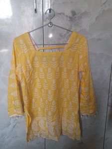 Yellow Chikankari Kurta