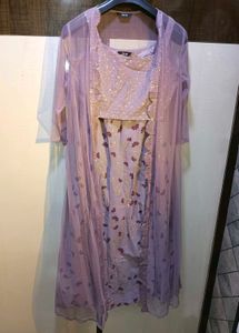 Lilac Lehenga, Blouse And Shrug Set
