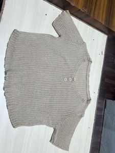 Chic Beige Knit Top with Button Detail