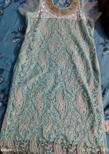 Elegant Aqua Embroidered Kameez Plazo