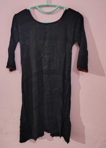 Stylish Black Kurta with Red Buttons