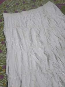 White Embroidered Tiered Maxi Skirt