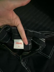 Black Cargo Pants with White Stitching