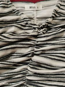 Striped Ruched Halter Neck Crop Top