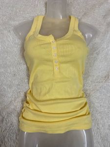 Butter Yellow Henley Tank Top