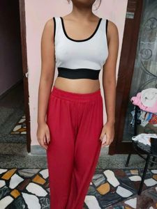 White Sports Bra with Black Trim