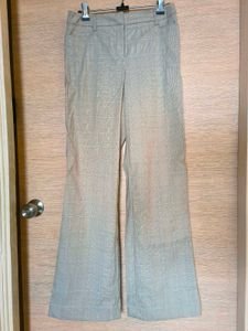 Wide Leg Checked Formal Trousers
