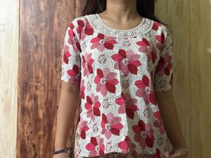 Floral Print Short Sleeve Blouse