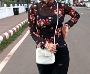 Floral Mesh Long Sleeve Top