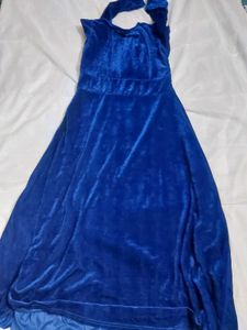 Elegant Royal Blue Velvet Maxi Dress