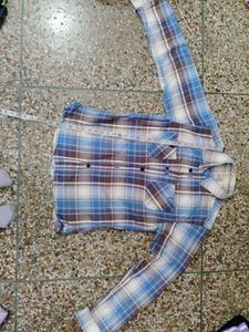 wool,Blue & Brown Plaid Shirt