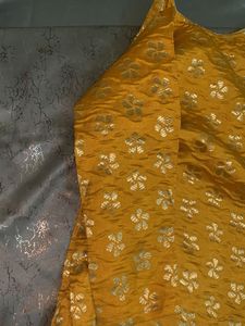 Yellow &amp; Pink Brocade Kurta Set